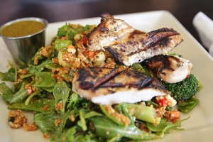 Grilled Chicken salad for lunch is high in protein and full of greens to satisfy your appetite!