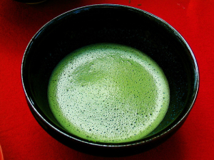 Drinking warm matcha green tea latte is another way to improve your complexion this winter.